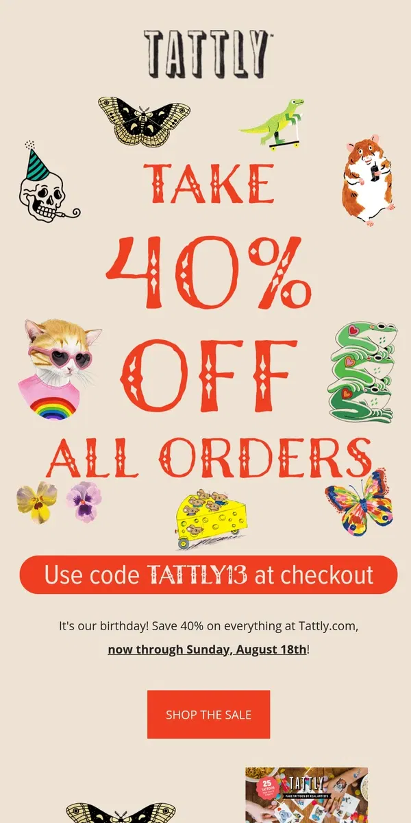 Email from Tattly. 40% Off Everything! 🎉 