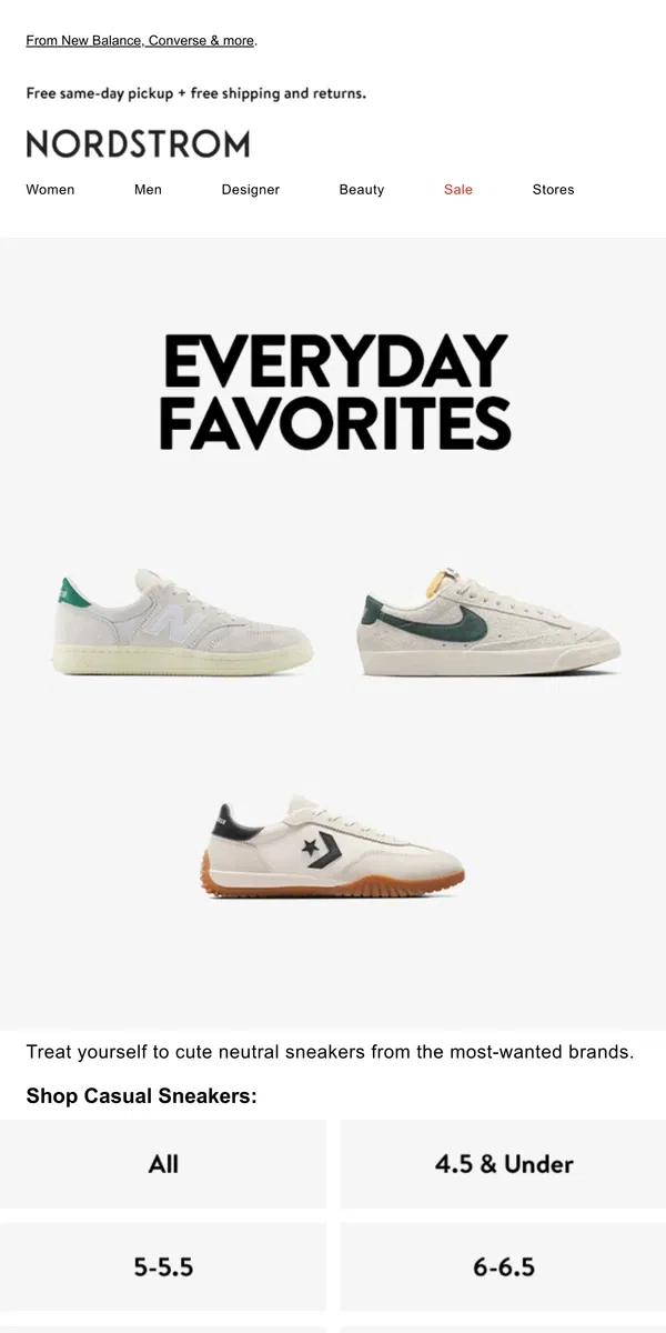 Email from Nordstrom. The best casual sneakers