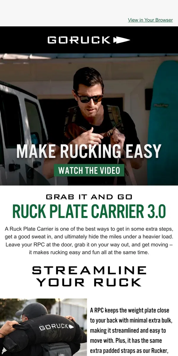 Email from GORUCK. The Secret to Making Rucking Easy