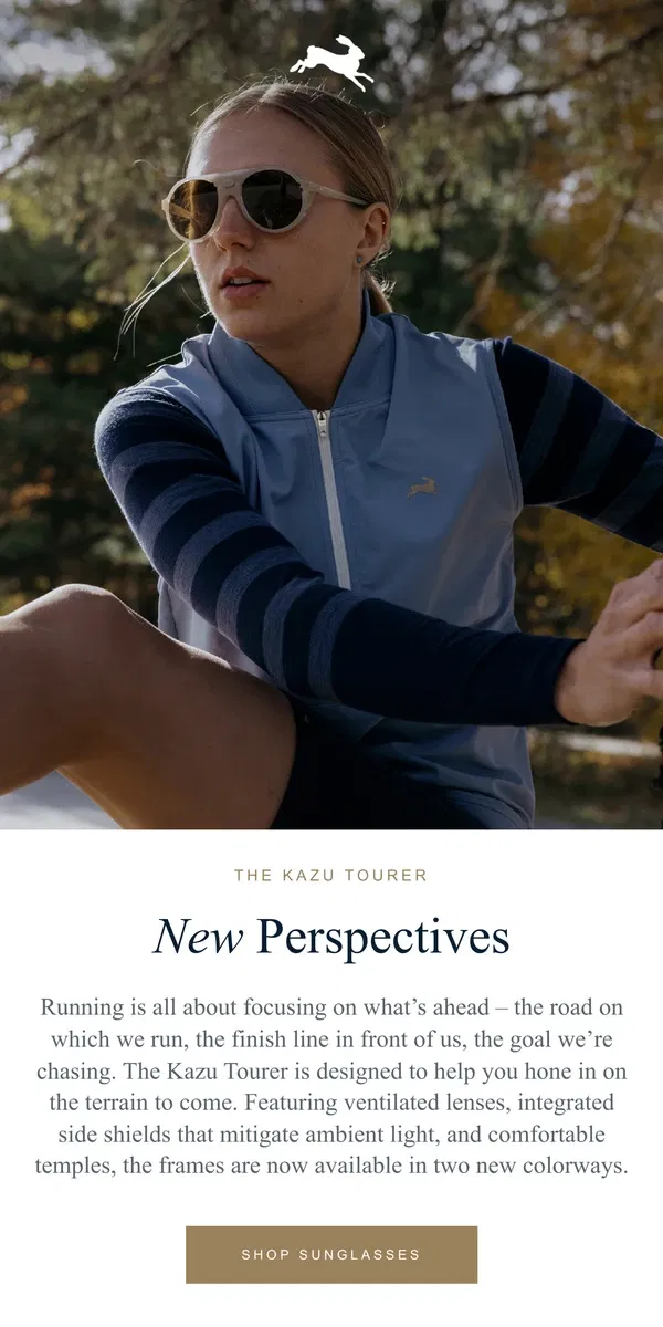 Email from Tracksmith. New Colorways in the Kazu Tourer