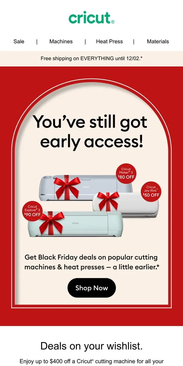 Email from Cricut. Open for Black Friday Deals! 🤑