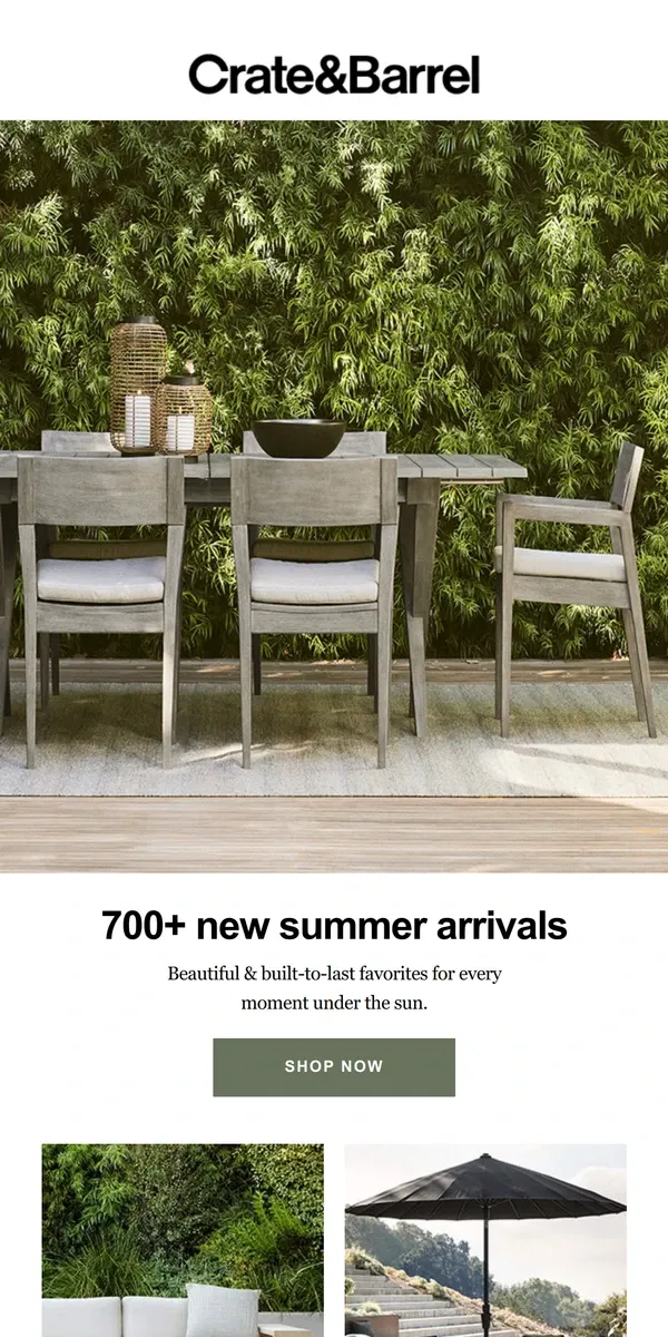 Email from Crate & Barrel. 700+ new arrivals to brighten your mood →