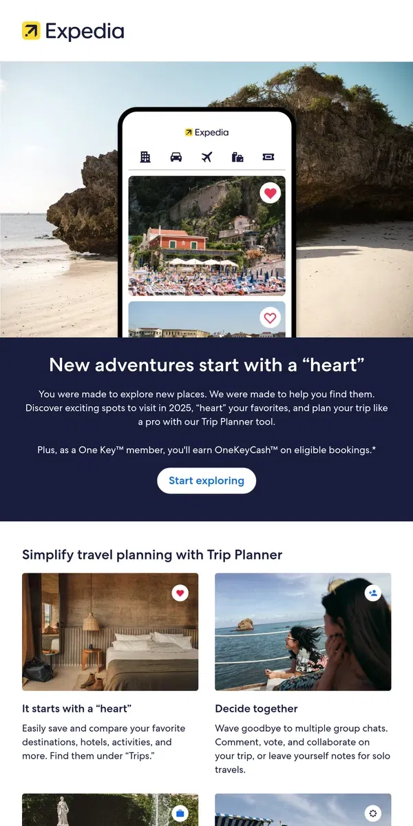 Email from Expedia. [Name], where will you explore in 2025?