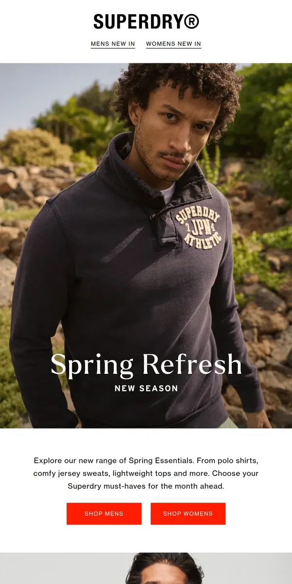 Email from Superdry. Spring Essentials Have Arrived