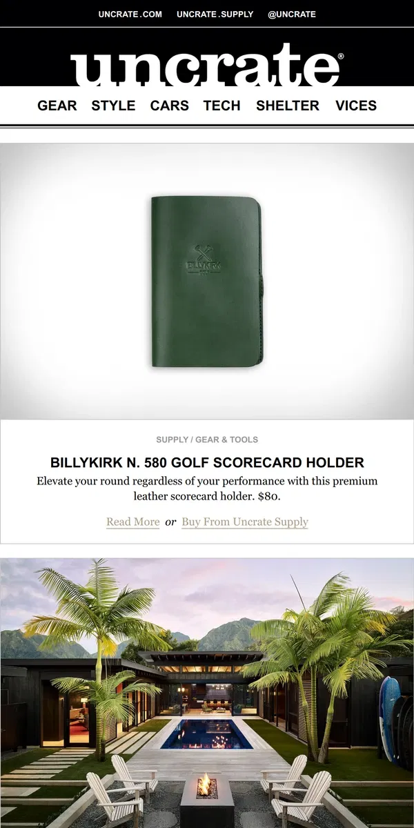 Email from Uncrate. Billykirk N. 580 Golf Scorecard Holder & more