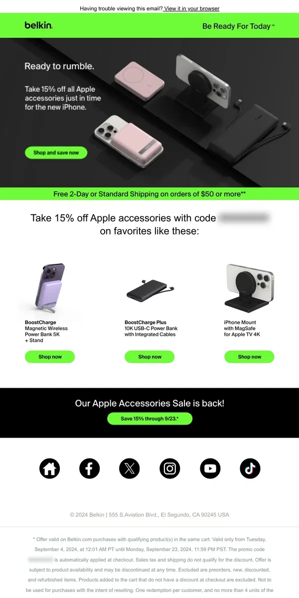 Email from Belkin. Savings Just in Time for The Big Drop