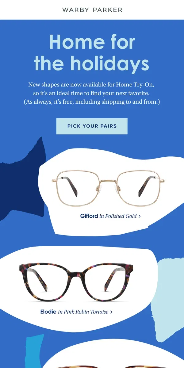 Email from Warby Parker. Which Winter frame will it be?