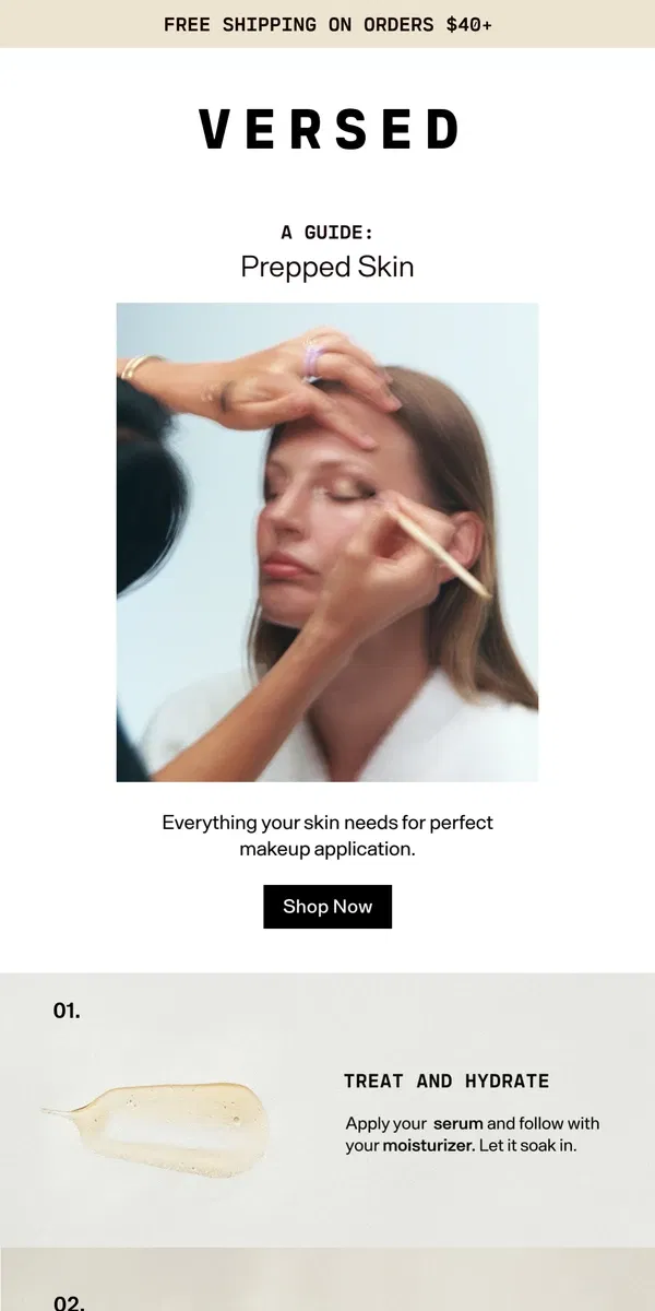 Email from Versed Skin. The Perfect Makeup Application