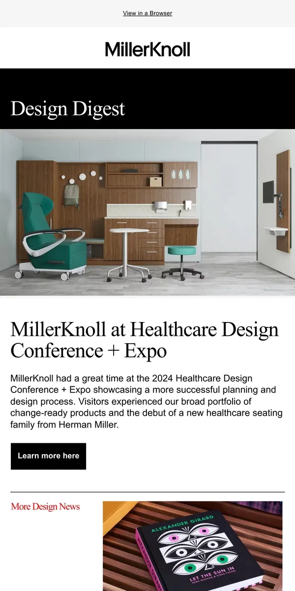 Email from Herman Miller. MillerKnoll Monthly Design Digest: October 2024