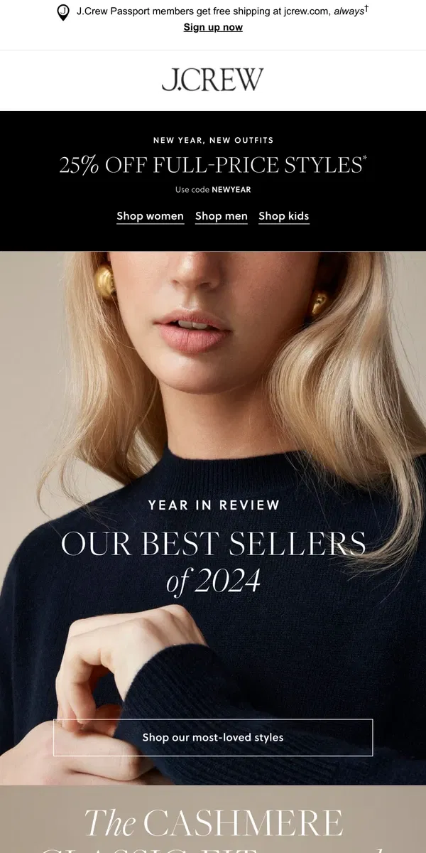 Email from J.Crew. The best-sellers countdown