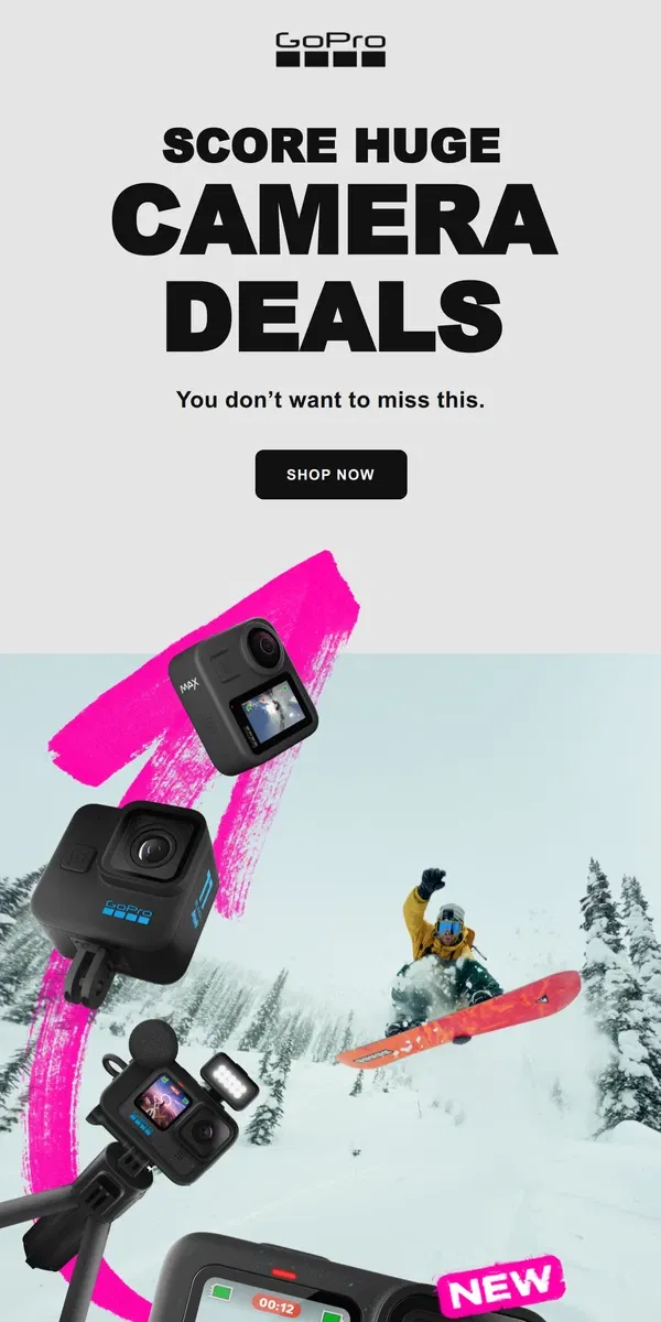 Email from GoPro. Save BIG on Cameras 🎬️