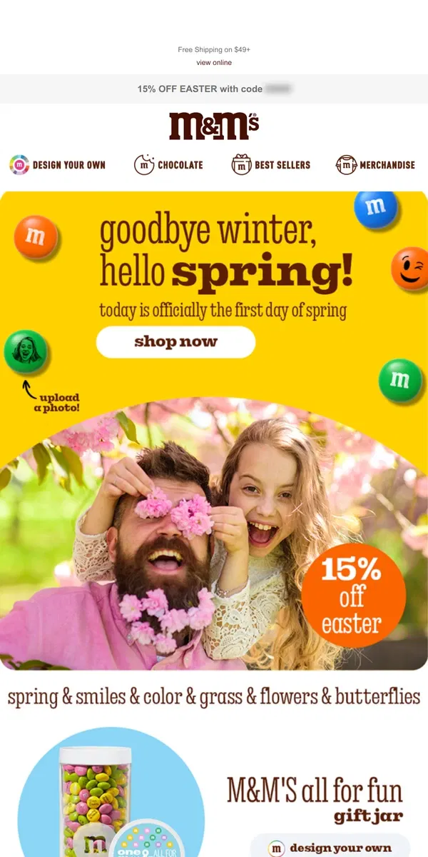 Email from M&M's. Celebrate Spring!