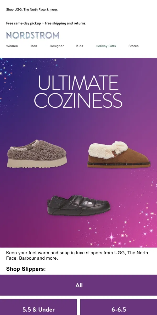 Email from Nordstrom. Found: the softest slippers