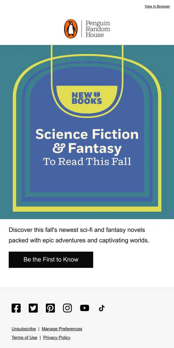 Email from Penguin Random House. New Sci-Fi & Fantasy We Can't Wait To Read!