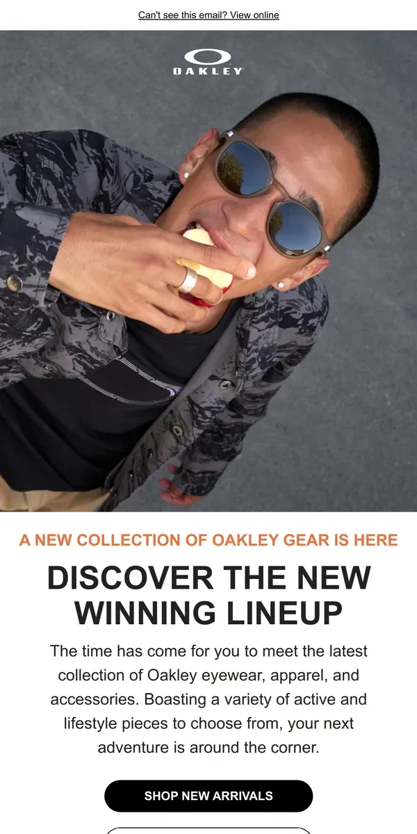 Email from Oakely. Meet The New Oakley Collection