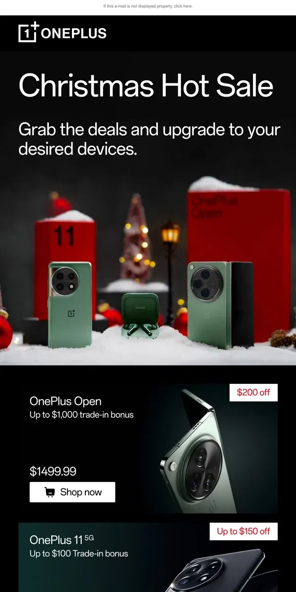 Email from OnePlus. Christmas Hot Sale