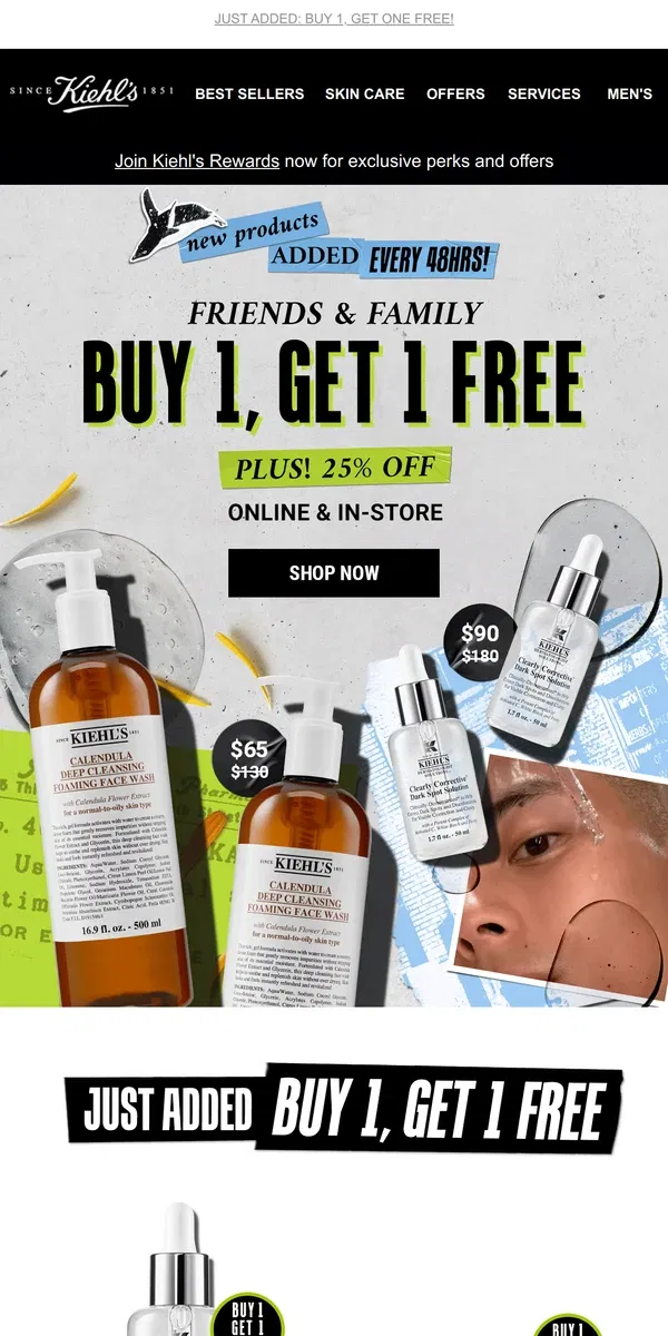 Email from Kiehl's. Deals on Deals🤩Buy 1 get 1 FREE select faves + 25% off sitewide!