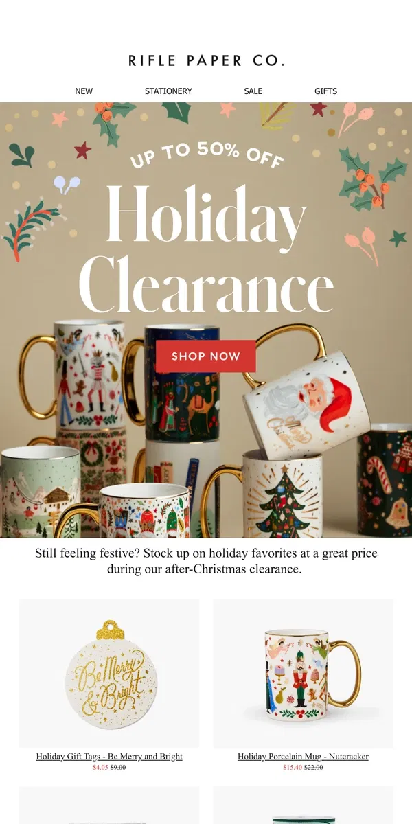 Email from Rifle Paper Co.. Seasonal Favorites on Sale 🎄