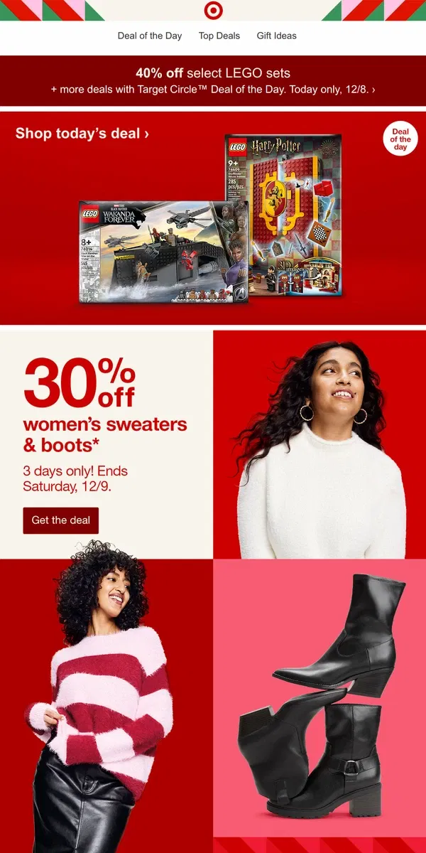 Email from Target. Deal of the Day! 40% off select LEGO sets.