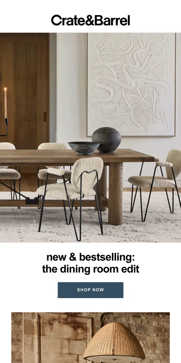 Email from Crate & Barrel. Your dream dining room awaits →