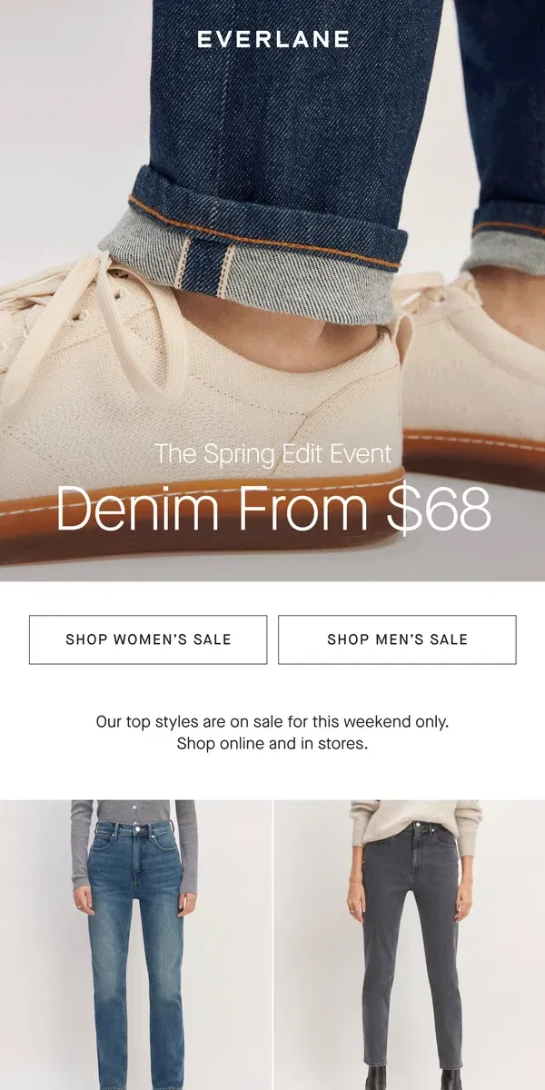 Email from Everlane. Our Best Denim From $68