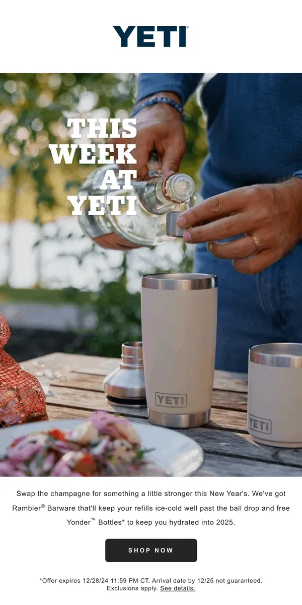 Email from YETI. Ring It In With Rambler® Barware & Free Bottles