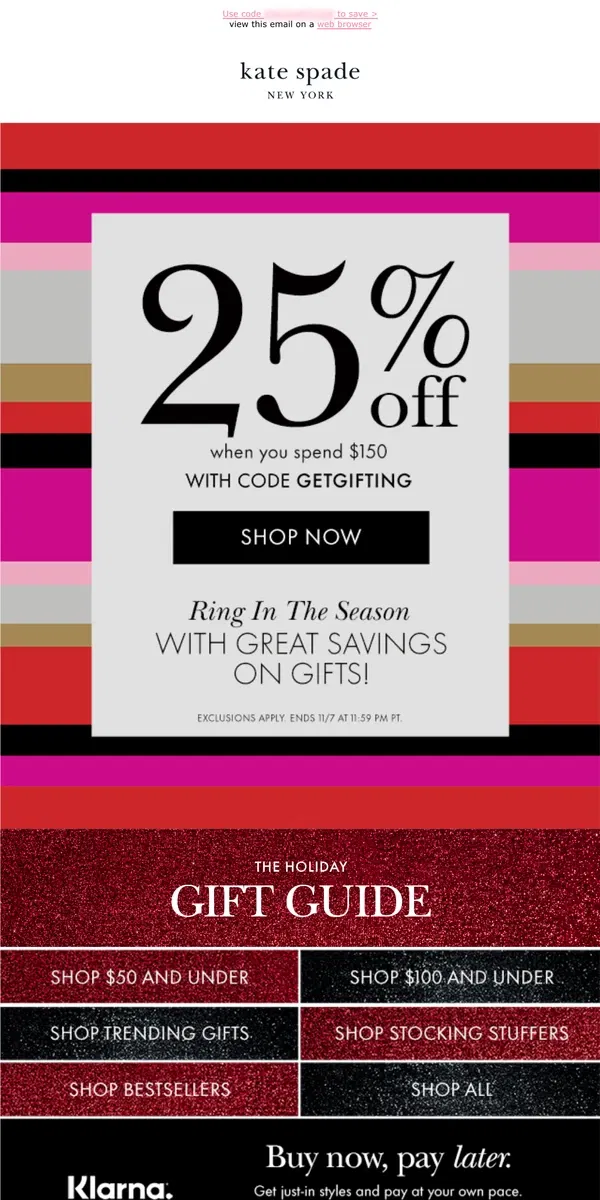 Email from Kate Spade. Get up to 25% off gifts (and more)!