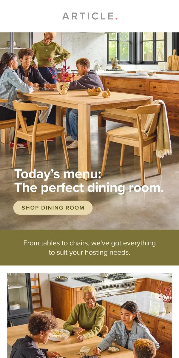 Email from Article. Your new dining room is waiting inside