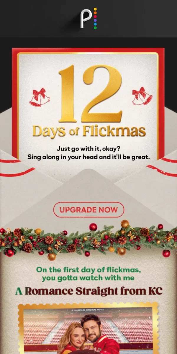 Email from Peacock. 12 Days of Flickmas