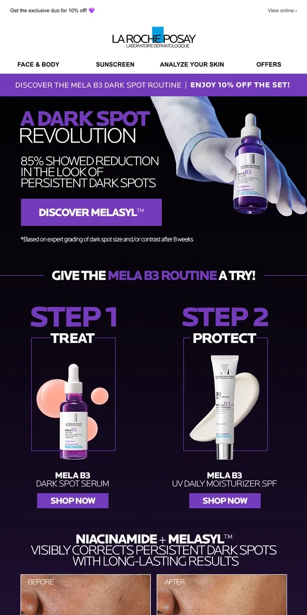 Email from La Roche-Posay. 2 steps to brighter, more radiant skin.