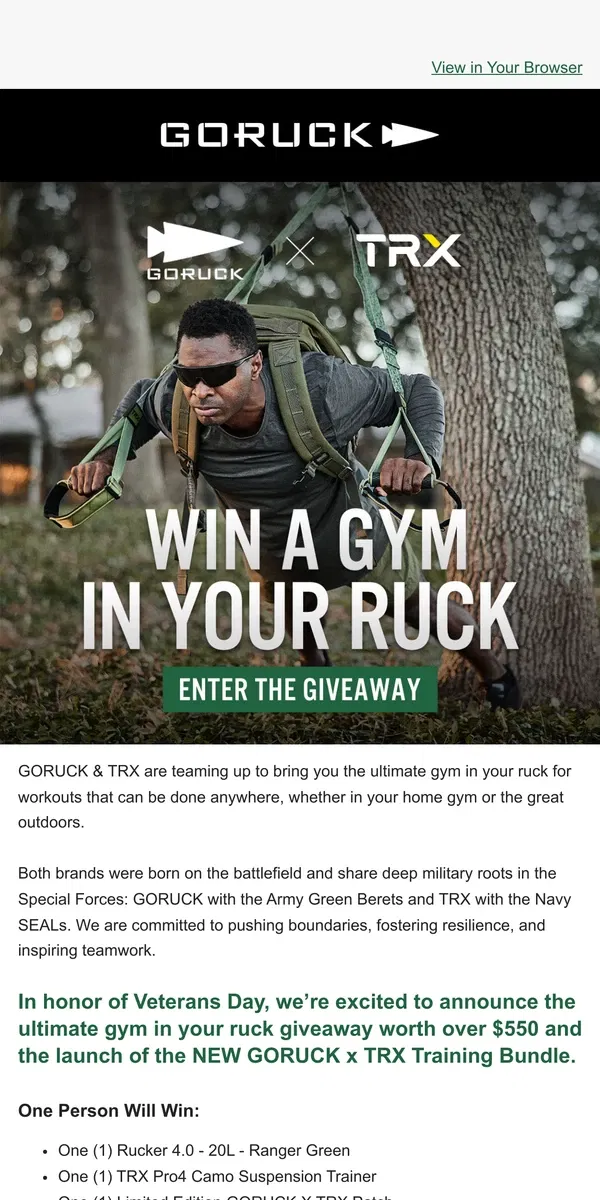 Email from GORUCK. Strength Without Boundaries