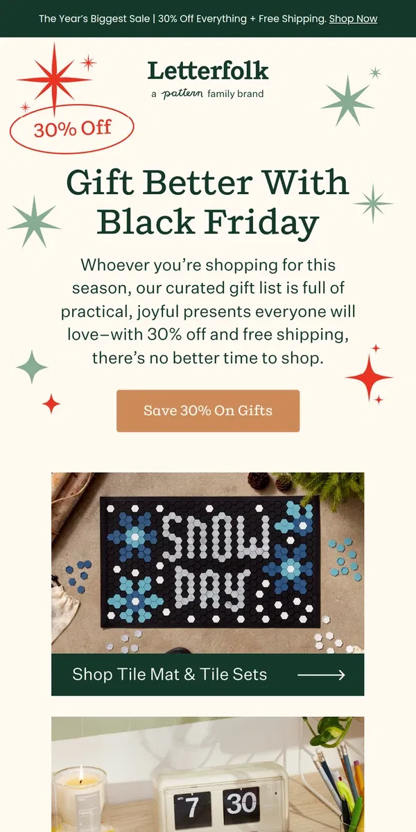 Email from Letterfolk. Your Entire Gifting List for 30% Off 🤯