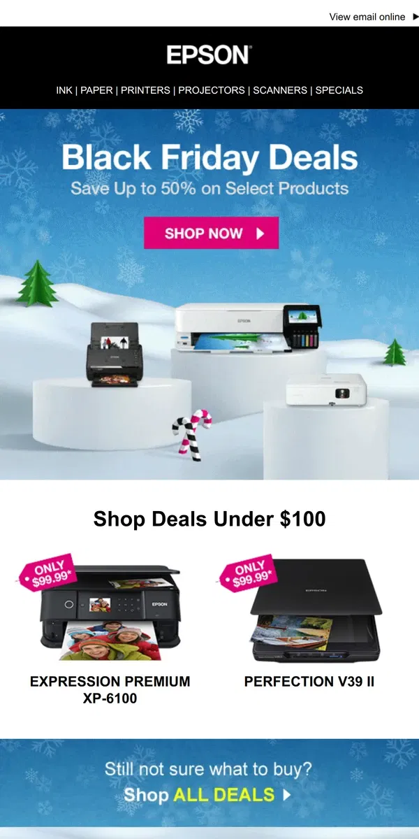 Email from Epson. Save Up to 50% - Black Friday Deals Start Now!