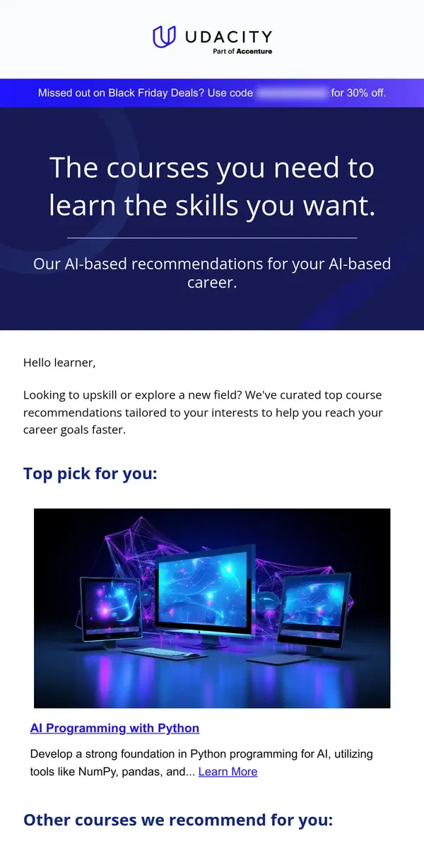 Email from Udacity. Your personalized course recommendations