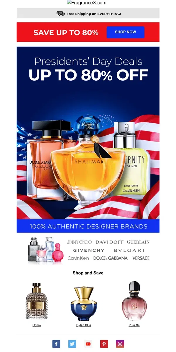 Email from FragranceX. ⭐Stars, stripes & steals - Up to 80% Off