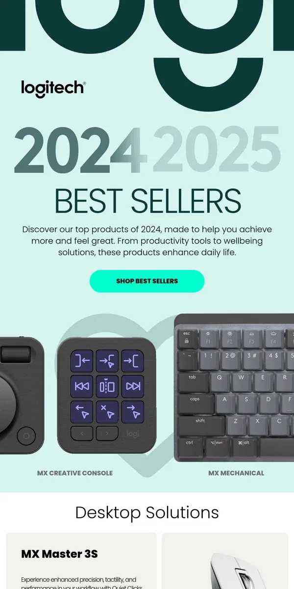 Email from Logitech. Best Sellers to enhance your productivity, make a scene and play to win