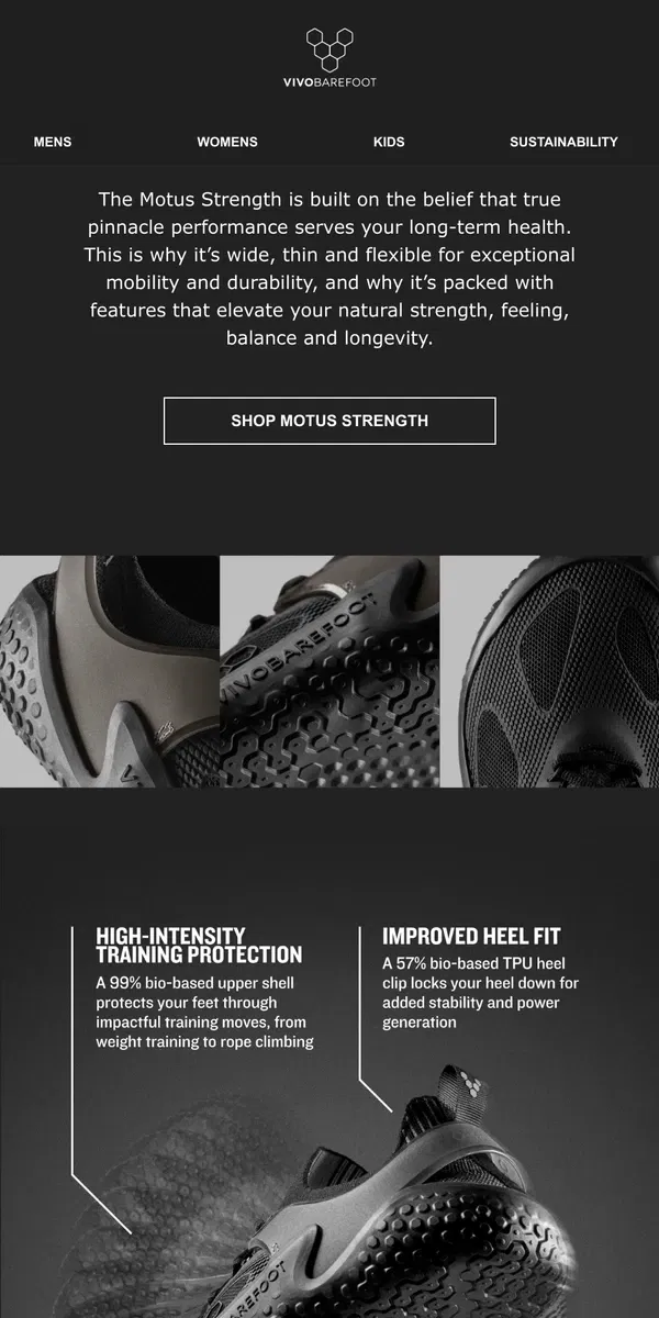 Email from Vivobarefoot. Built for improving performance