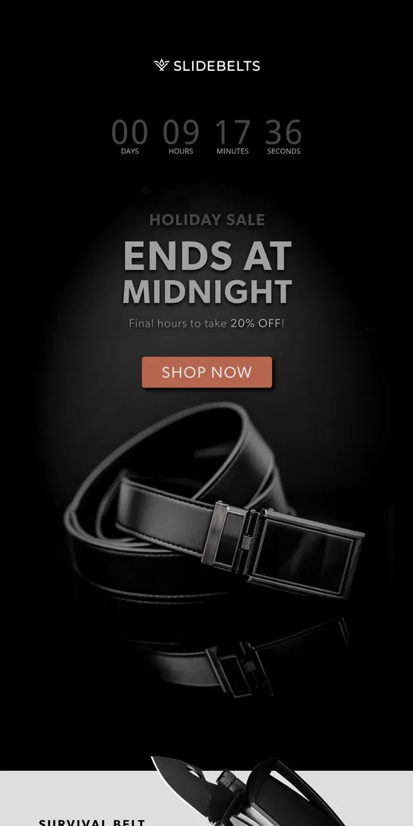 Email from SlideBelts. FINAL HOURS for 20% OFF! 🔥