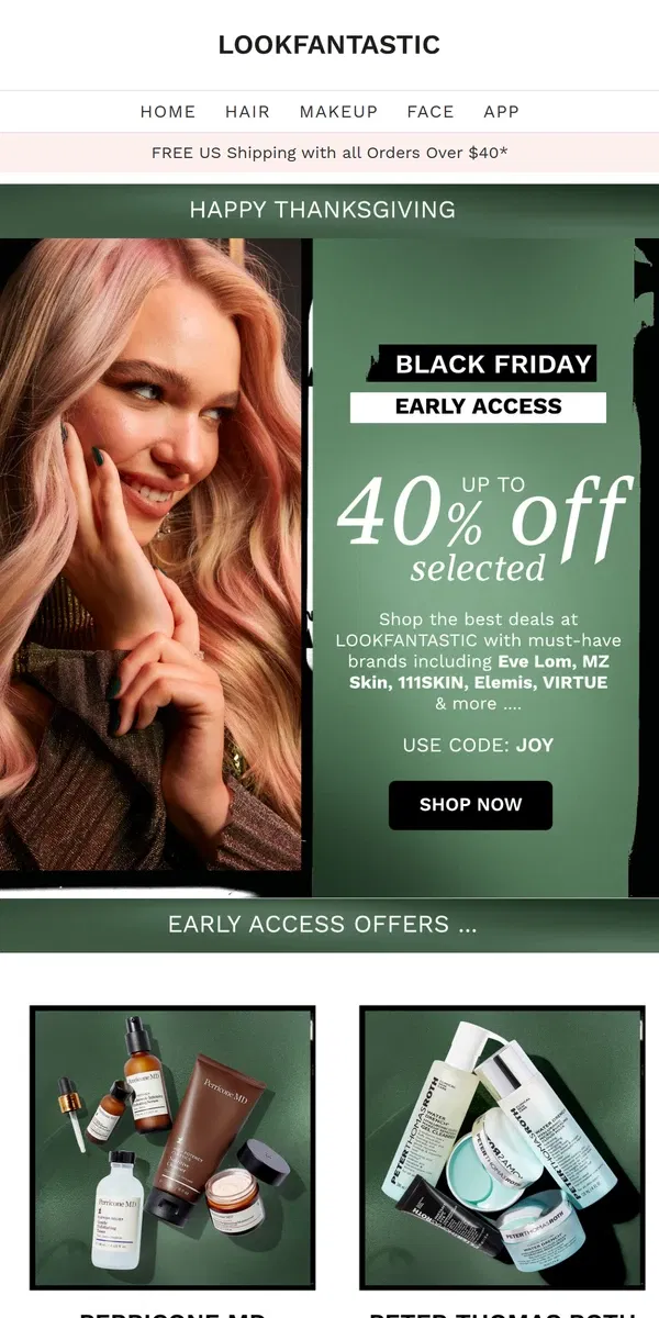 Email from LOOKFANTASTIC. EARLY ACCESS: Black Friday deals 👀