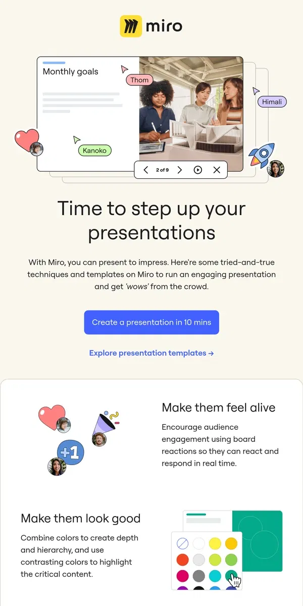 Email from Miro. How to Create Interactive, Impressive Presentations in Miro