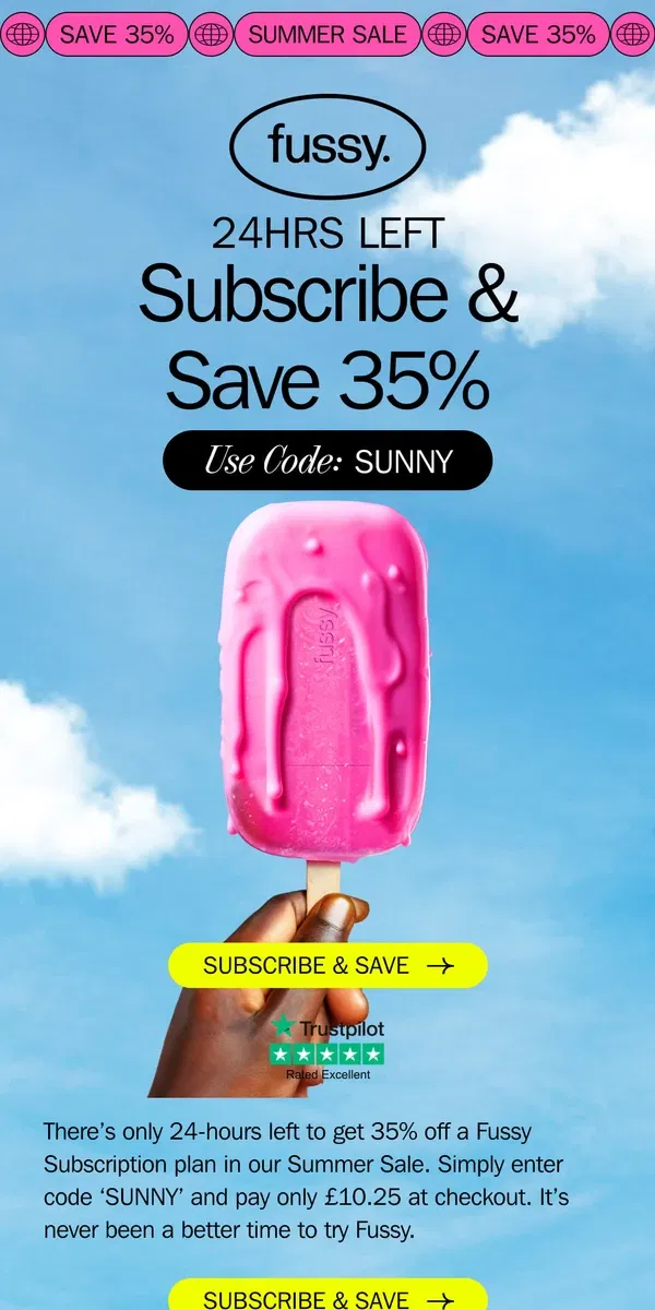 Email from Fussy. 24 Hours Left: Fussy’s BIGGEST Summer Sale👀☀️