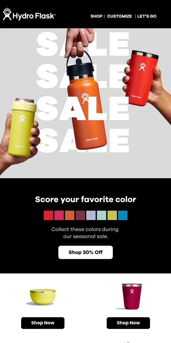 Email from Hydro Flask. 👋 Say goodbye to these colors with 30% off