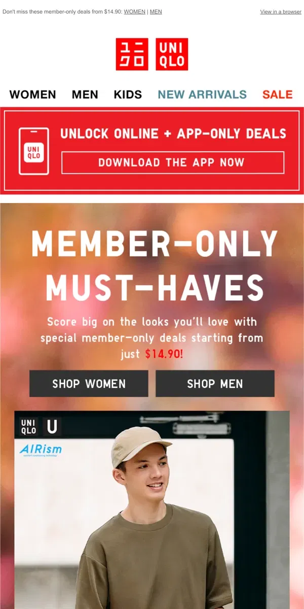 Email from Uniqlo. It's time to join the club