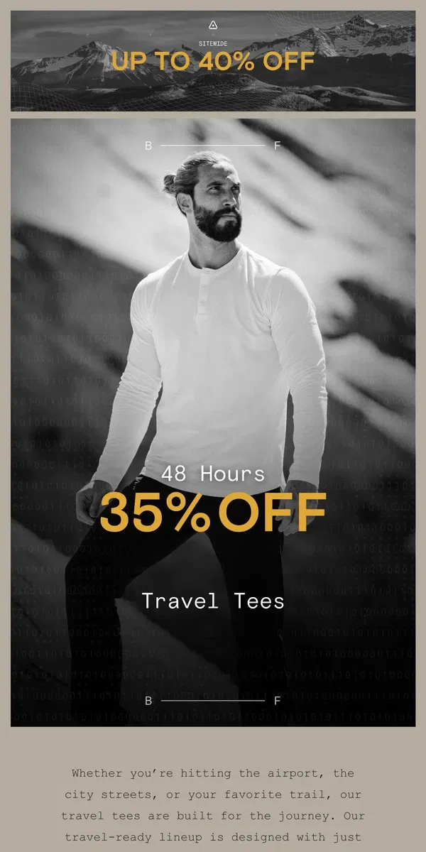 Email from Western Rise. Beyond Basics- 35% Off Tees That Go the Distance