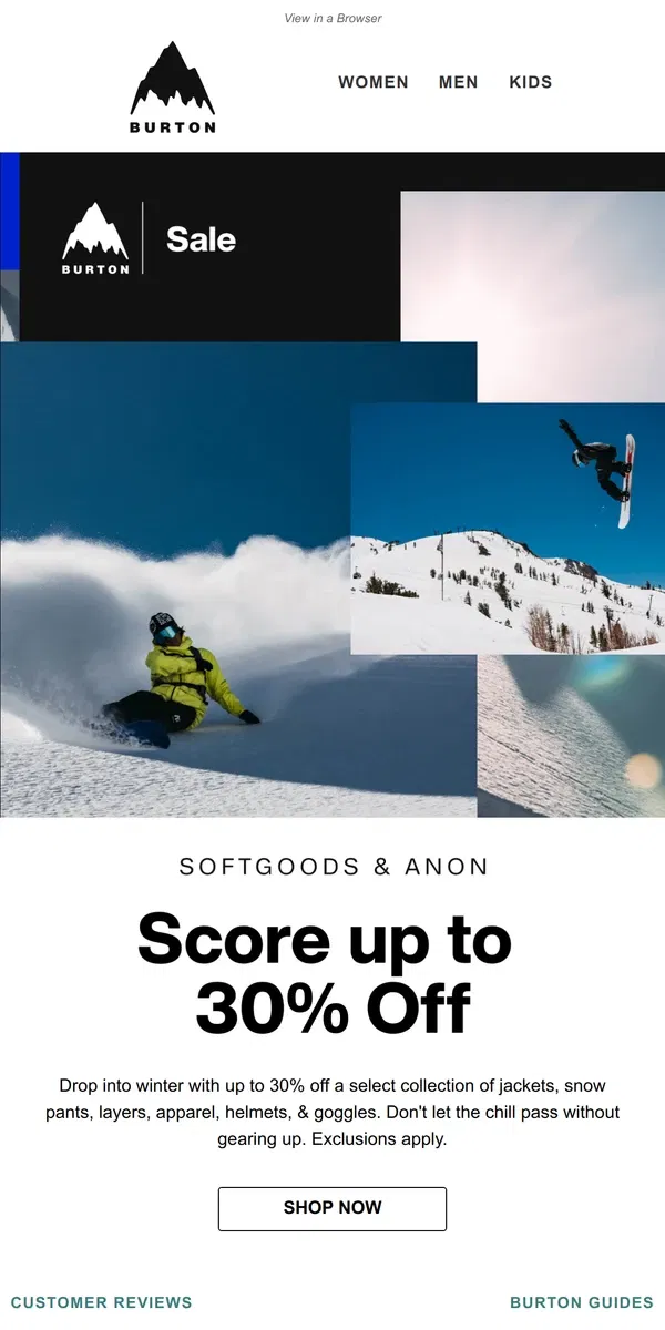 Email from Burton. Ring in 2024 with Fresh Sale Finds