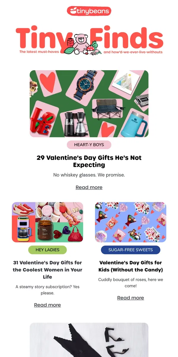 Email from Tinybeans. 💘The Coolest V-Day Gifts for Women, Men & Kids💘