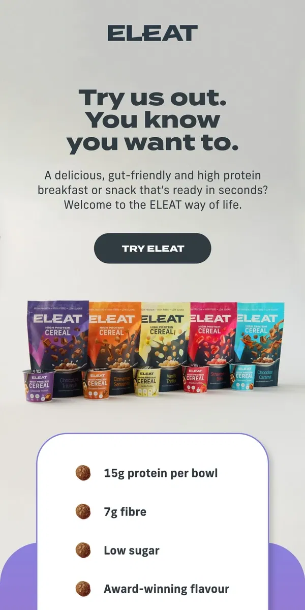 Email from ELEAT. You are sooo close to protein on tap…