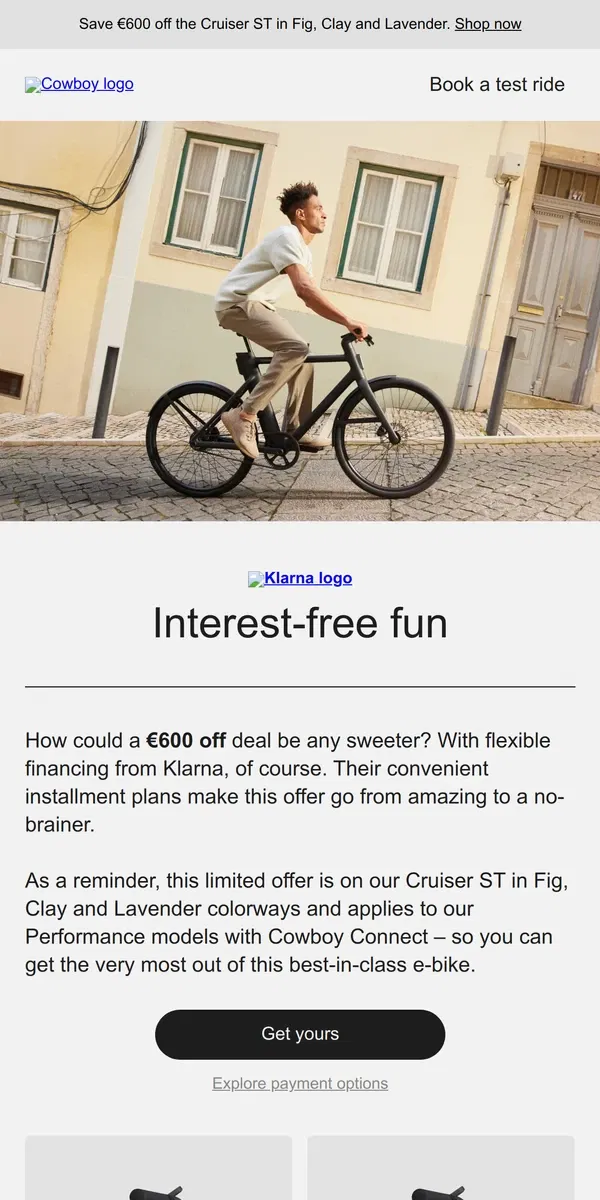 Email from Cowboy. Save €600 and spread payments