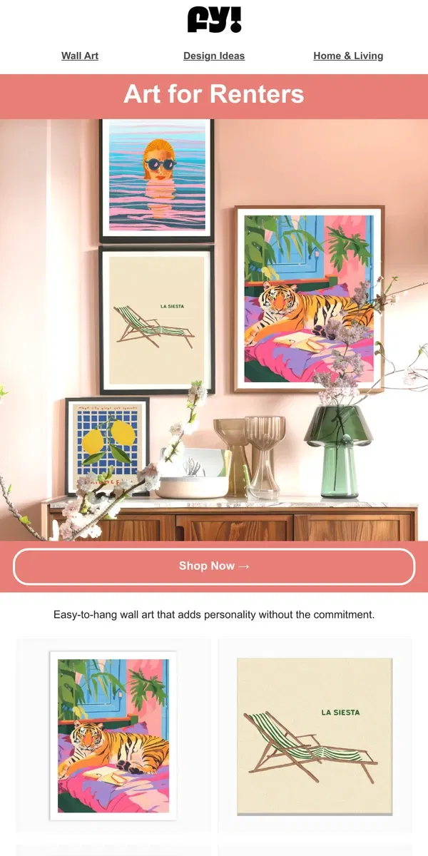 Email from Fy!. Art for Renters: Stylish Ideas for Every Space