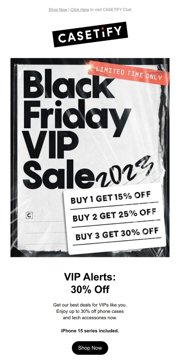 Email from Casetify. You've Got VIP Priority Access to Black Friday Sale!